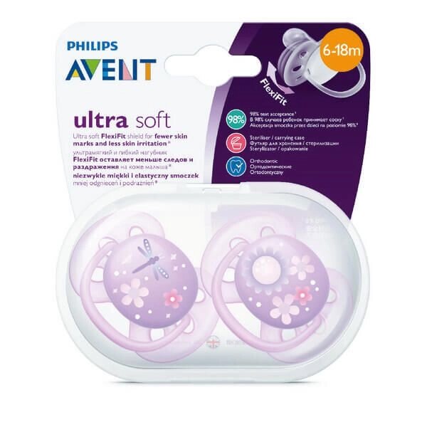 Пустышка Philips Avent серии ultra soft 6-18 мес., 2шт. SCF227/22 от компании Admi - фото 1