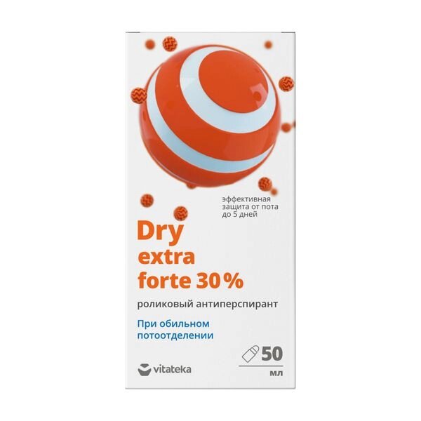 Ролик от обильного потоотделения 30 %, Витатека Драй Экстра Форте/Vitateka Dry Extra Forte 50 мл от компании Admi - фото 1