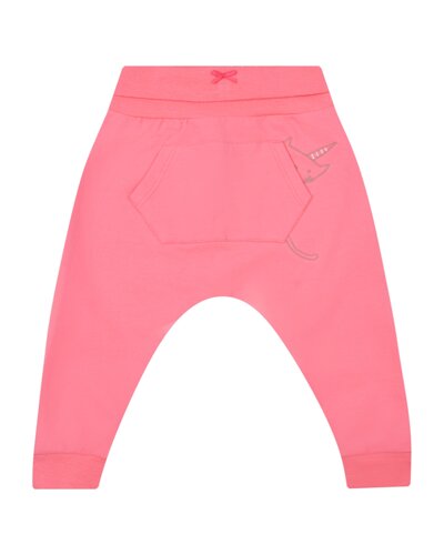 Розовые спортивные брюки с принтом кот-единорог Sanetta Kidswear