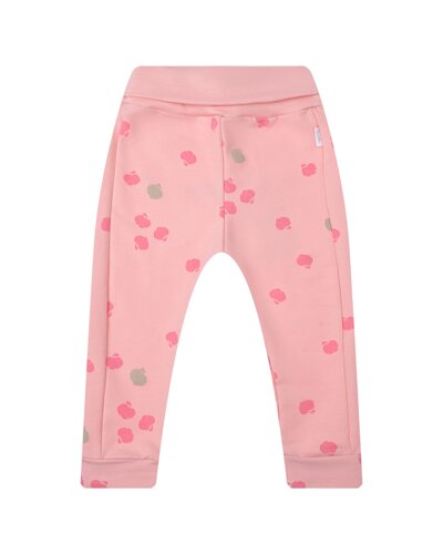 Розовые спортивные брюки с принтом яблоки Sanetta Kidswear