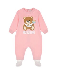 Розовый комбинезон с принтом медвежонок Toy Moschino