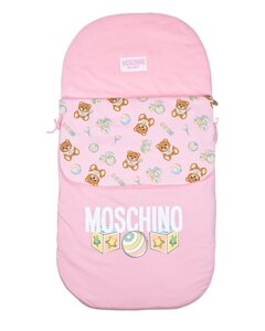 Розовый конверт с принтом мишки и игрушки, 40x80 см Moschino