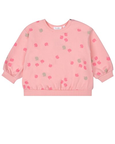 Розовый свитшот с принтом яблоки Sanetta Kidswear
