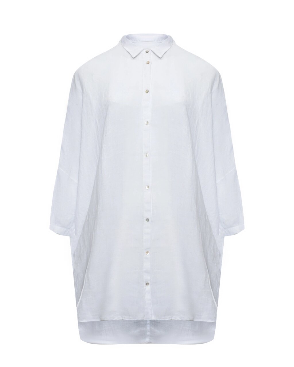Рубашка оверсайз с рукавами 3/4, белая 120% Lino от компании Admi - фото 1