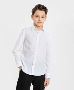 Рубашка приталенная с длинным рукавом белая Button Blue (134)