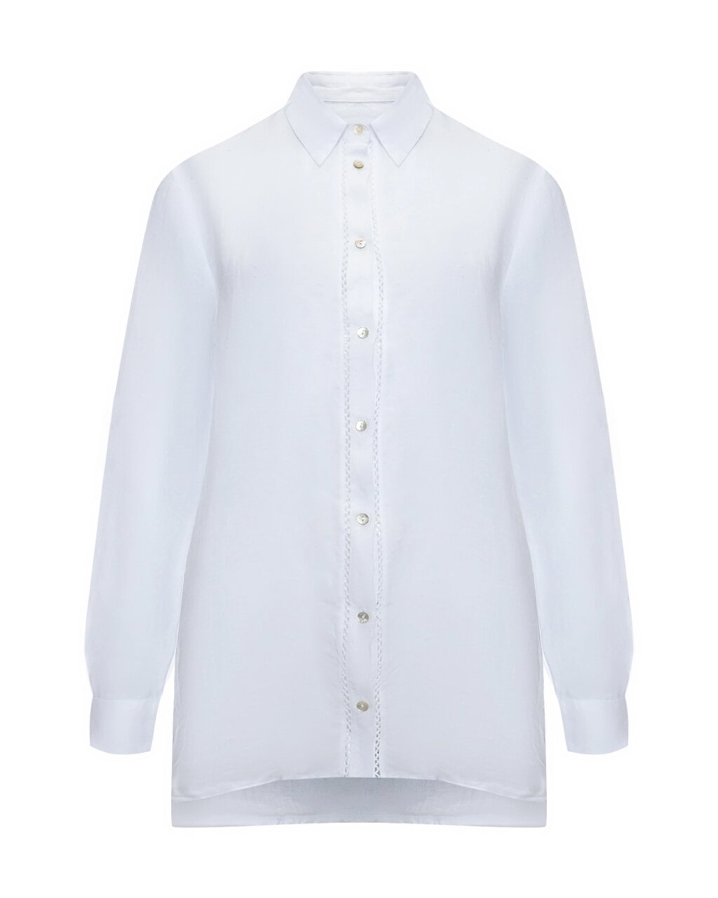 Рубашка прямая с декором макраме, белая 120% Lino от компании Admi - фото 1