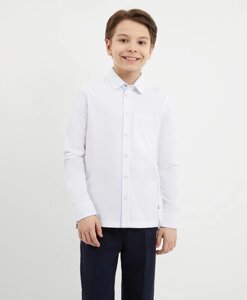 Рубашка с длинным рукавом из пике с застежкой на кнопки белая для мальчика Gulliver