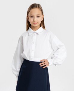 Рубашка с фигурным воротником белая Button Blue (122)