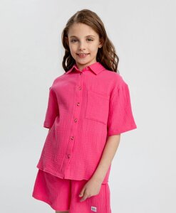Рубашка с коротким рукавом розовая для девочки Button Blue (116)