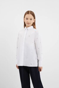 Рубашка с люверсами белая для девочки Gulliver (164)
