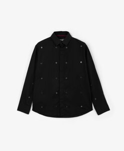Рубашка с люверсами чёрная для мальчика Gulliver (164)