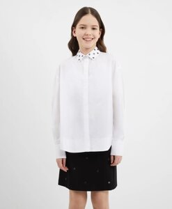 Рубашка с люверсами на воротнике белая для девочки Gulliver (140)