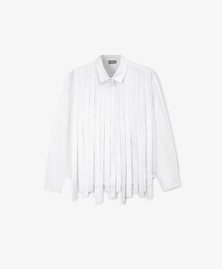 Рубашка с отлетными элементами из текстильных полос разной длины белая для девочек Gulliver (152)