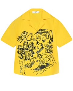 Рубашка с принтом пальма, желтая MSGM