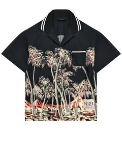 Рубашка с принтом пальмы, черная No. 21