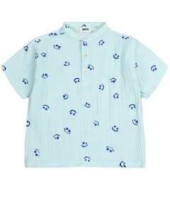 Рубашка с принтом смайлы, голубая Molo