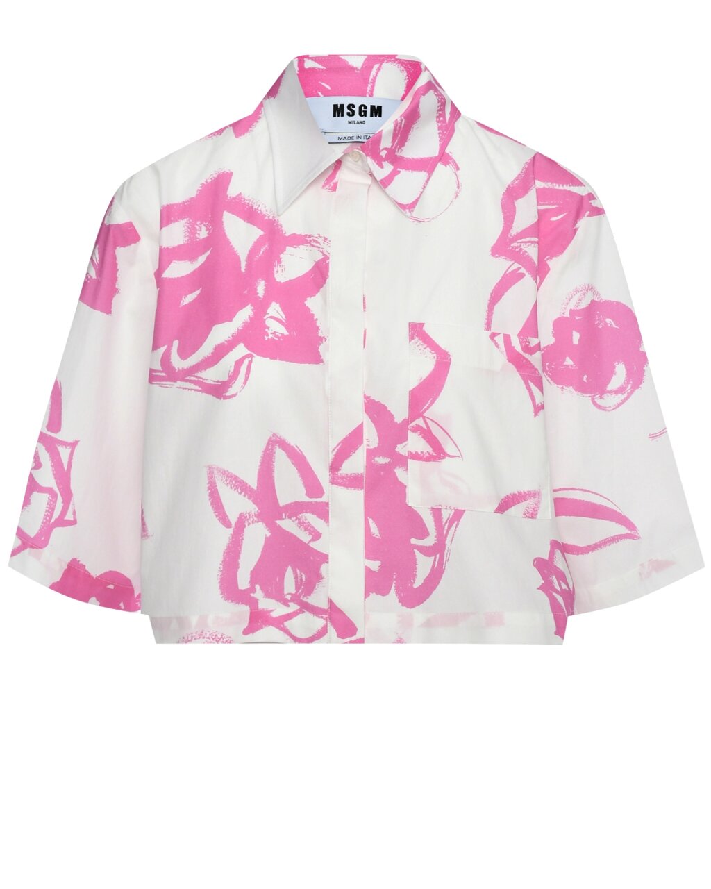 Рубашка укороченная с графичными розами, розавая MSGM от компании Admi - фото 1