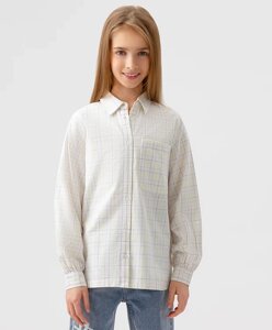 Рубашка в клетку белая Button Blue (152)