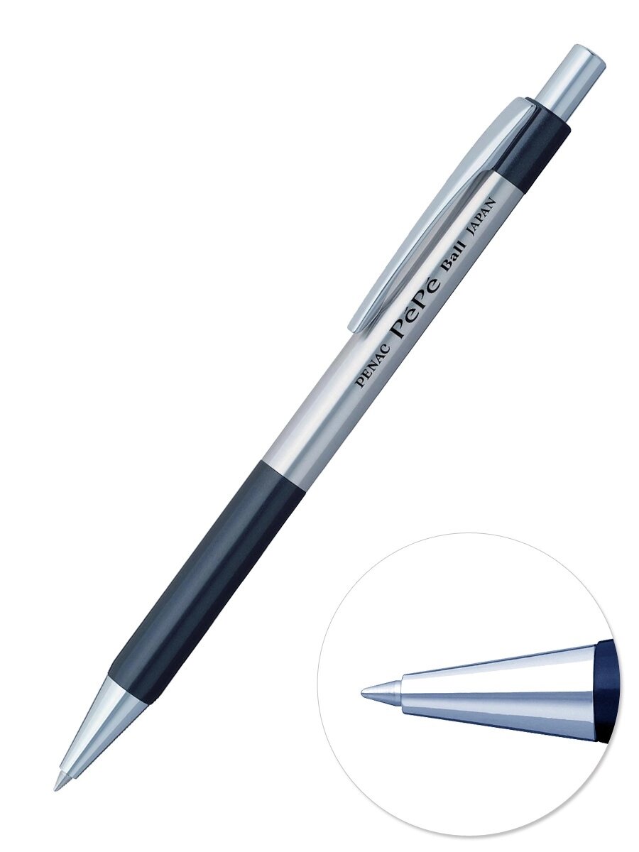 Ручка шариковая автоматическая Penac Pepe 0, 7мм синяя, корпус металл/черный арт. BB0502-06F от компании Admi - фото 1