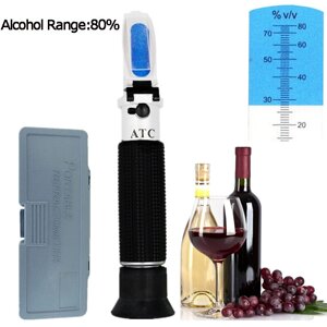 Ручной спиртовой рефрактометр Алкогольный тестер Алкогольный тестер 0-80% Алкогольный сахарный рефрактометр ATC Wine Mea