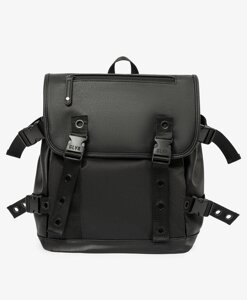 Рюкзак мягкой формы из плотной прочной экокожи, черный, Gulliver (One size)