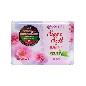 SAYURI Ежедневные гигиенические прокладки с ароматом зеленого чая Super Soft 36.0