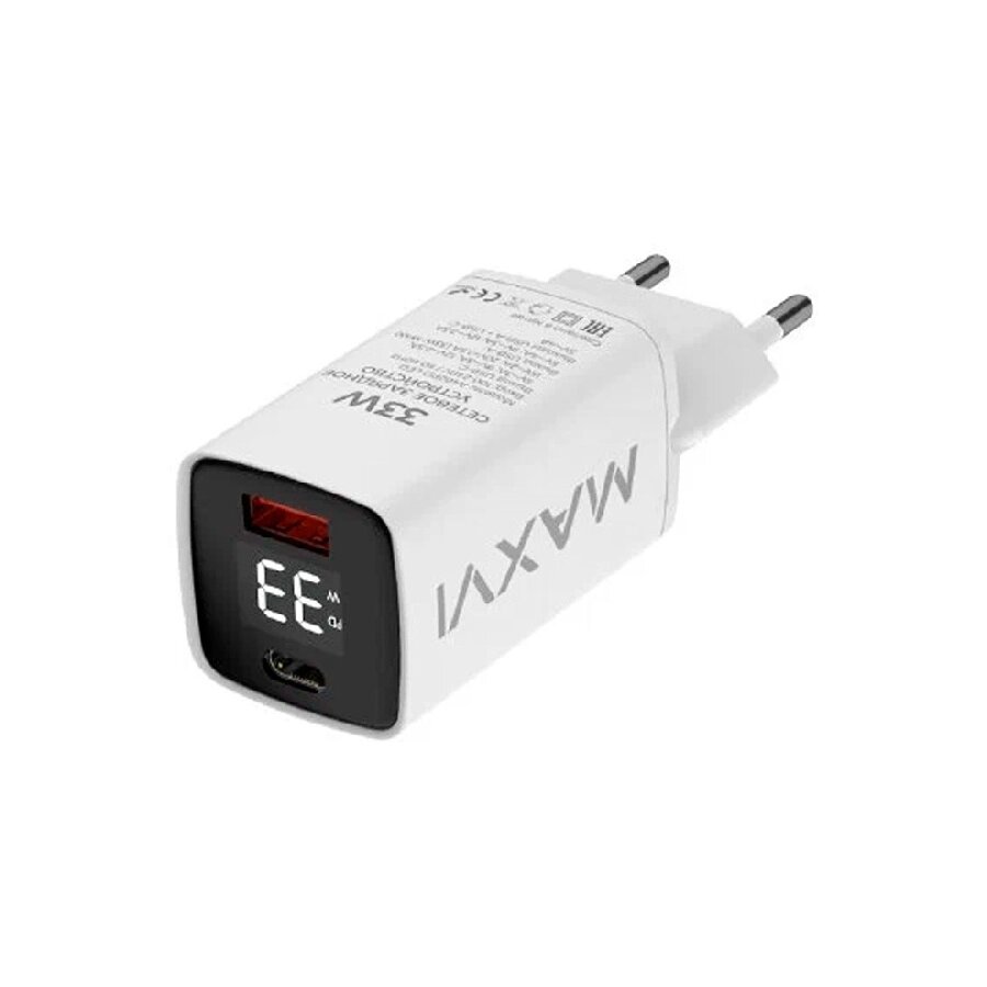 Сетевое зарядное устройство Maxvi A402PD LED белый от компании Admi - фото 1