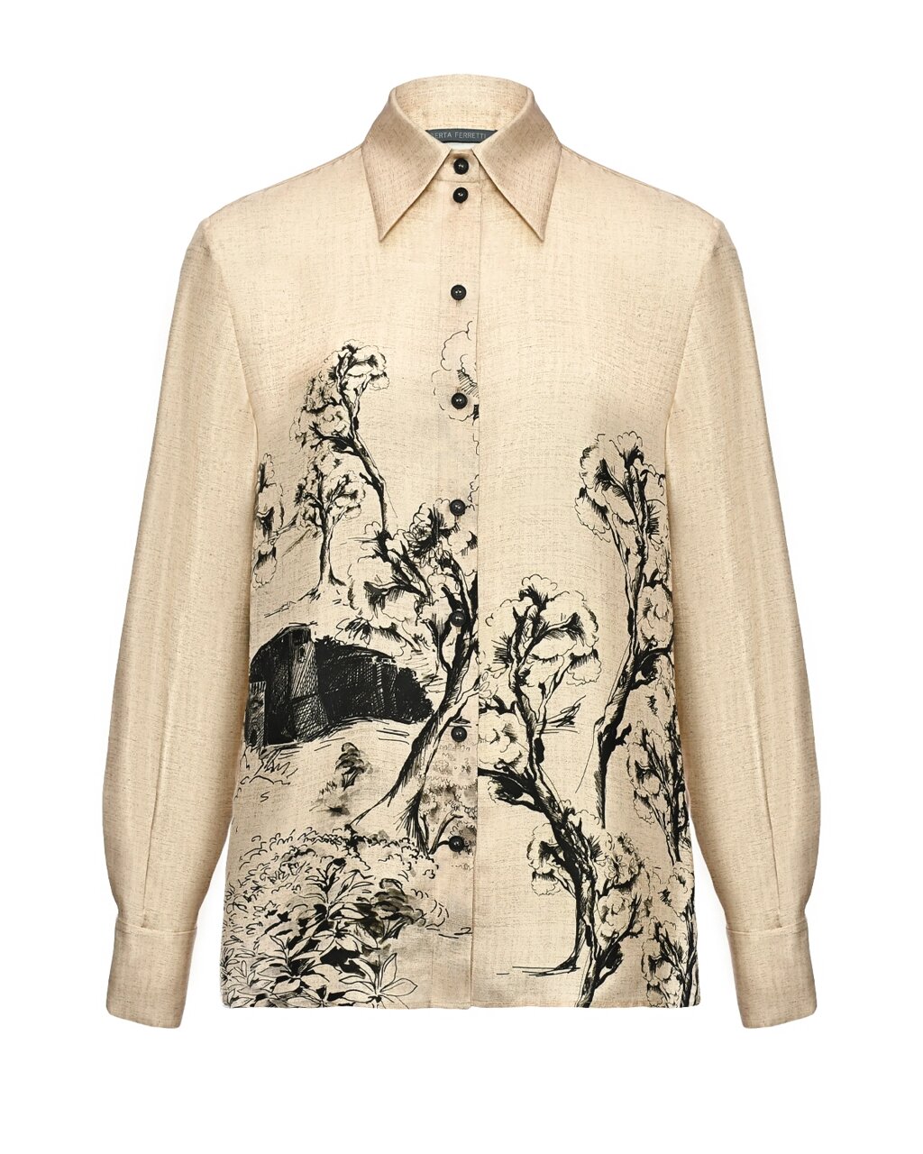 Шелковая блузка с графичным рисунком Alberta Ferretti от компании Admi - фото 1