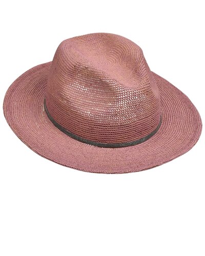 Шляпа с отделкой бисером, розовая Brunello Cucinelli