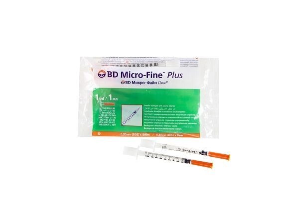 Шприц инсулиновый U-100 Micro-Fine Plus BD/БиДи 0,30х8мм 1мл 10шт (320929) от компании Admi - фото 1