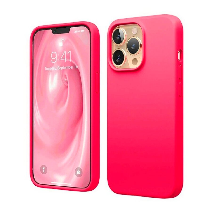 Силиконовая накладка для iPhone 14 Pro (SC) ярко-розовая Partner от компании Admi - фото 1