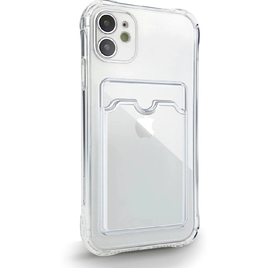 Силиконовая накладка с картхолдером для iPhone 12 прозрачная от компании Admi - фото 1