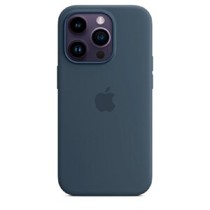 Силиконовая накладка Silicone Case с MagSafe для iPhone 14 Pro темно-синяя UAE