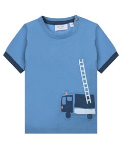 Синяя футболка с принтом пожарная машина Sanetta Kidswear