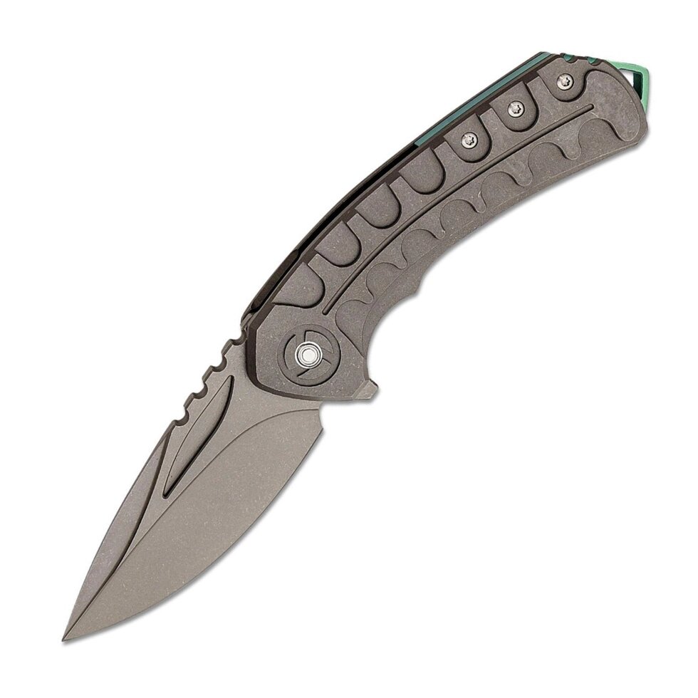 Складной нож Bestech Buwaya, сталь M390, рукоять темно-серый/зеленый титан от компании Admi - фото 1
