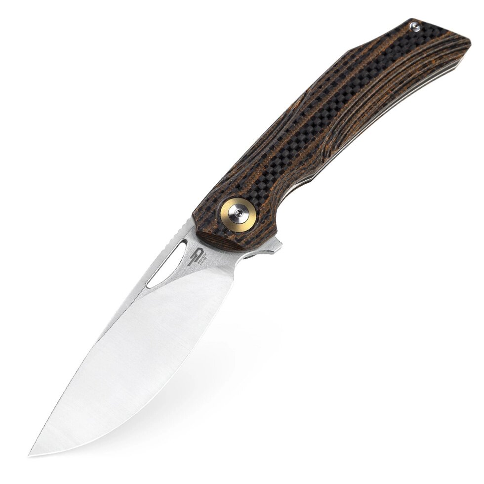 Складной нож Bestech Falko, сталь 154CM, рукоять G10/Carbon fiber, оранжевый от компании Admi - фото 1