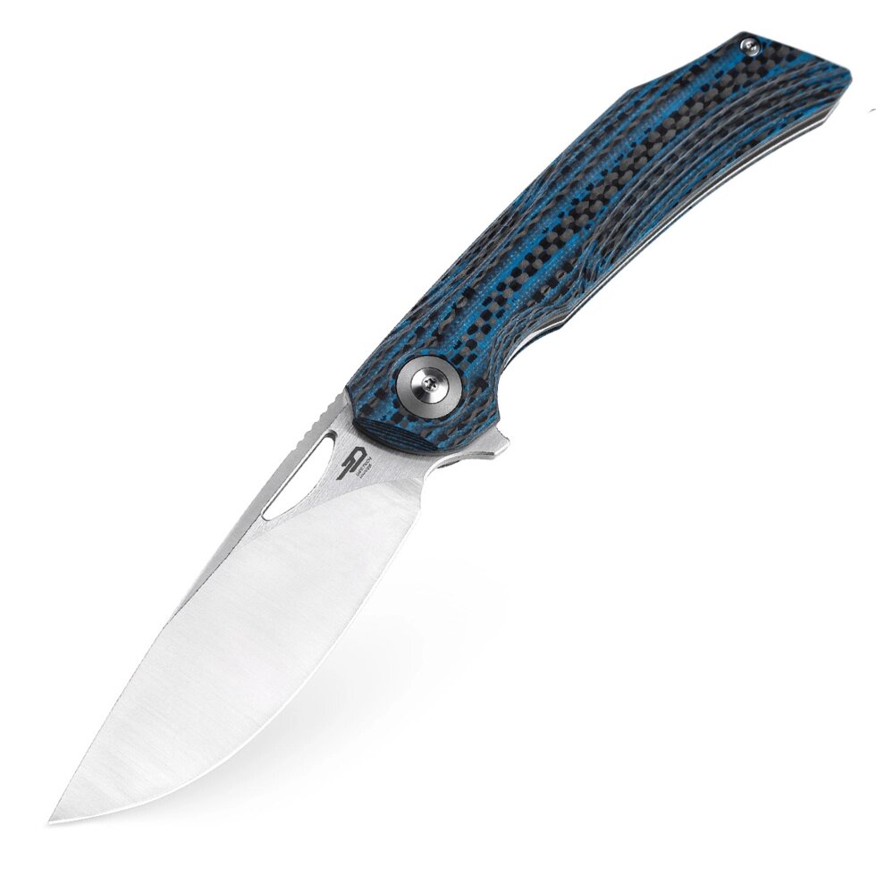 Складной нож Bestech Falko, сталь 154CM, рукоять G10/Carbon fiber, синий от компании Admi - фото 1