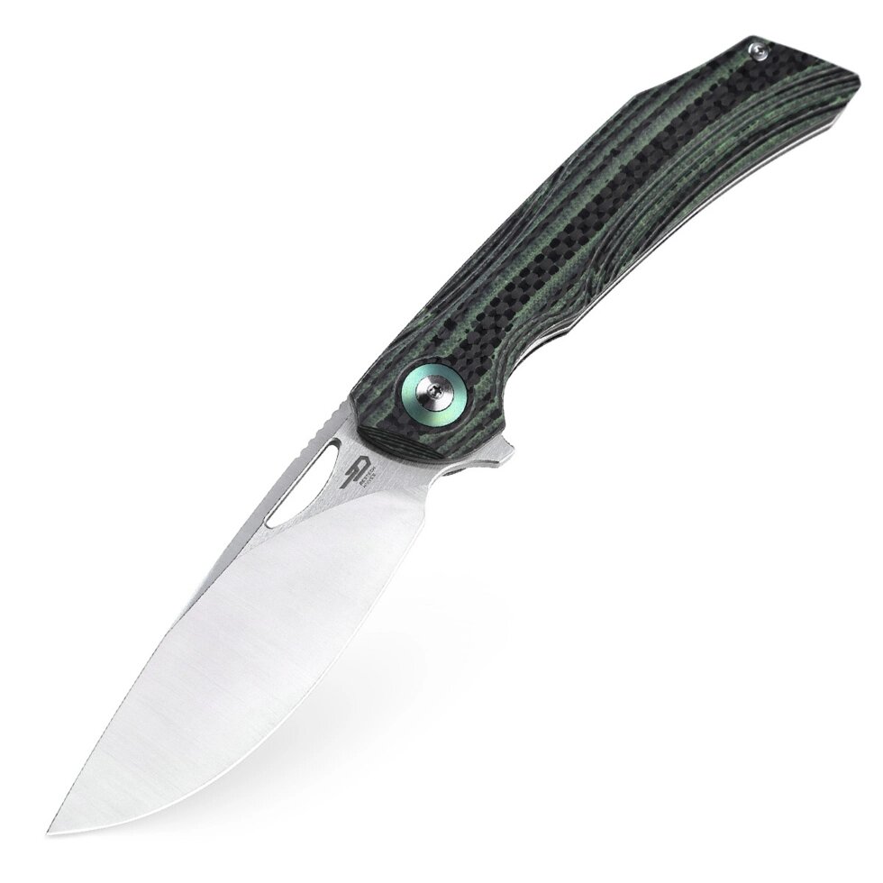 Складной нож Bestech Falko, сталь 154CM, рукоять G10/Carbon fiber, зеленый от компании Admi - фото 1