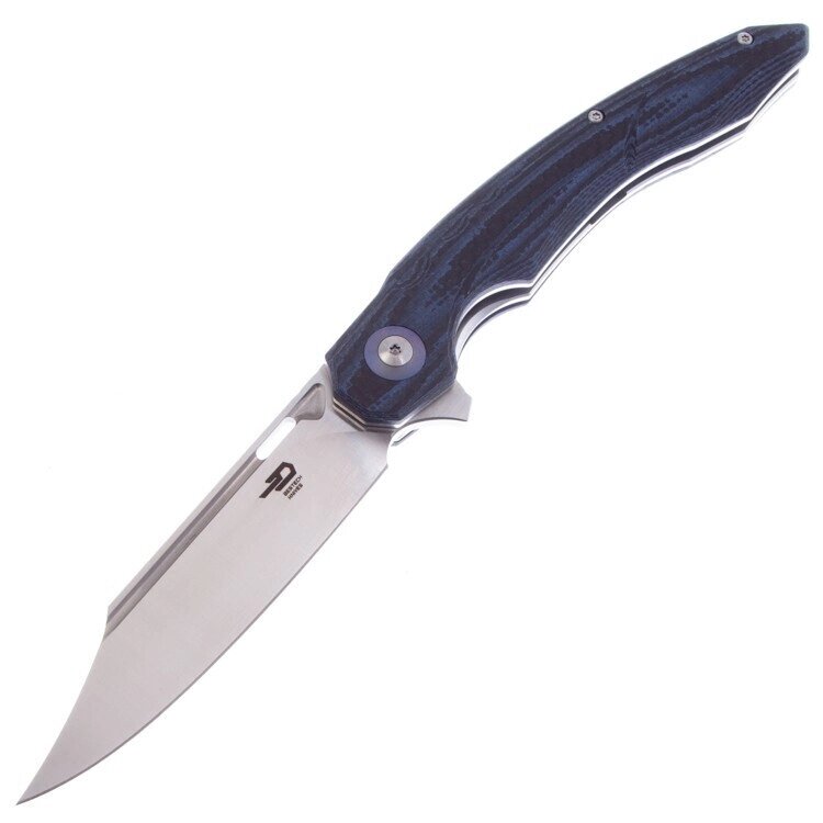 Складной нож Bestech Fanga, сталь D2, рукоять G10/Carbon, синий от компании Admi - фото 1