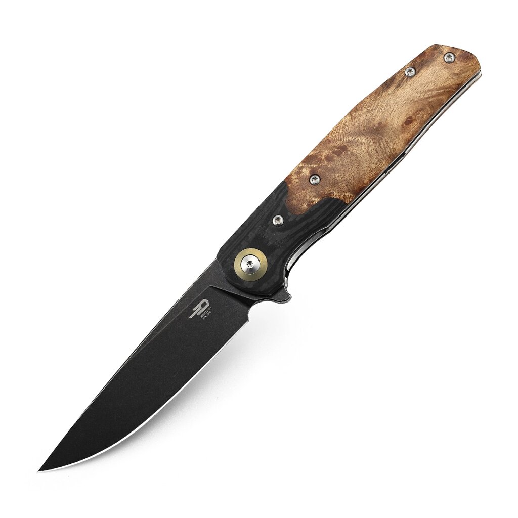 Складной нож Bestech Knives ASCOT, сталь 14C28N, carbon/G10/древесина от компании Admi - фото 1