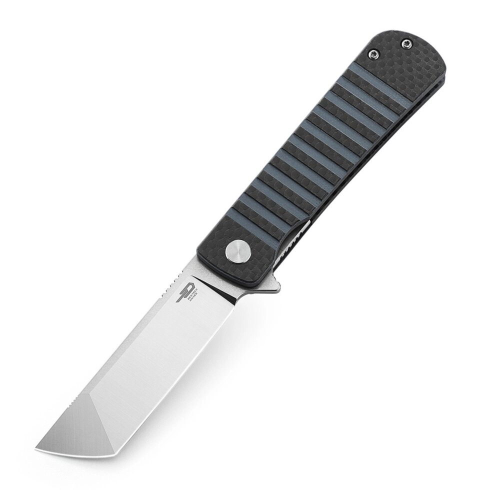Складной нож Bestech Titan, сталь 154CM, рукоять черно-синяя G10/карбон от компании Admi - фото 1