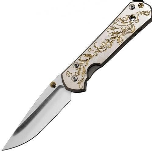 Складной нож Chris Reeve Large Sebenza 21, сталь S35VN, рукоять титановый сплав, гравировка Gold Leaf от компании Admi - фото 1