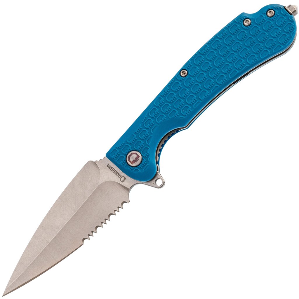 Складной нож Daggerr Urban 2 Blue SW Serrated, сталь 8Cr14MoV, рукоять FRN от компании Admi - фото 1