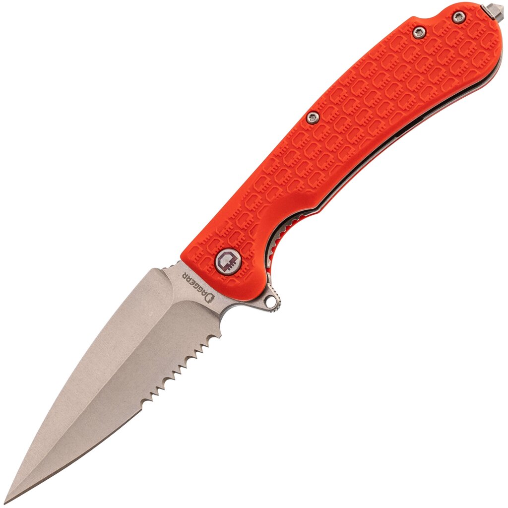 Складной нож Daggerr Urban 2 Orange SW Serrated, сталь 8Cr14MoV, рукоять FRN от компании Admi - фото 1