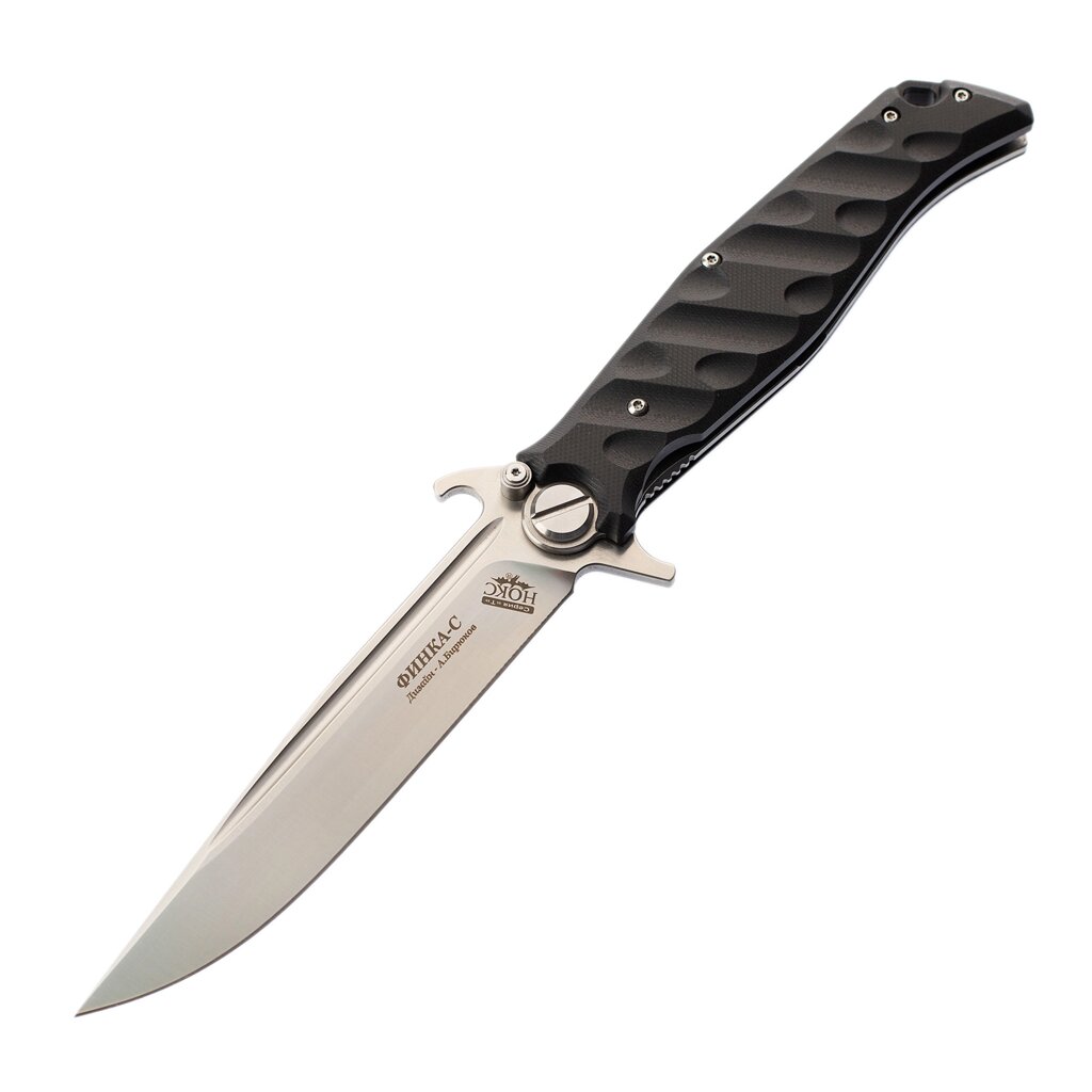 Складной нож Финка С НОКС, сталь D2, рукоять черная G10 от компании Admi - фото 1
