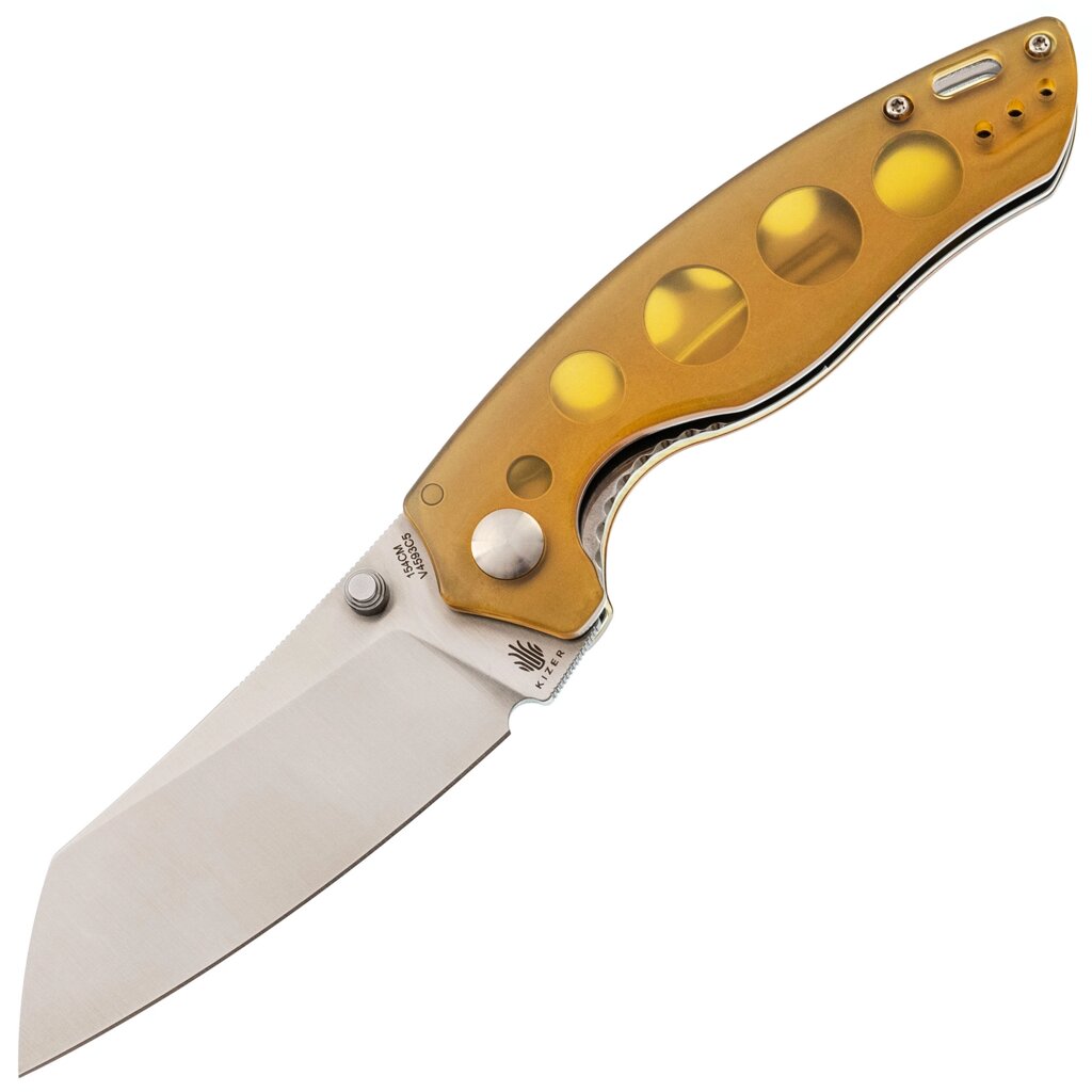 Складной нож Kizer Towser K, сталь 154CM, рукоять PEI, желтый от компании Admi - фото 1