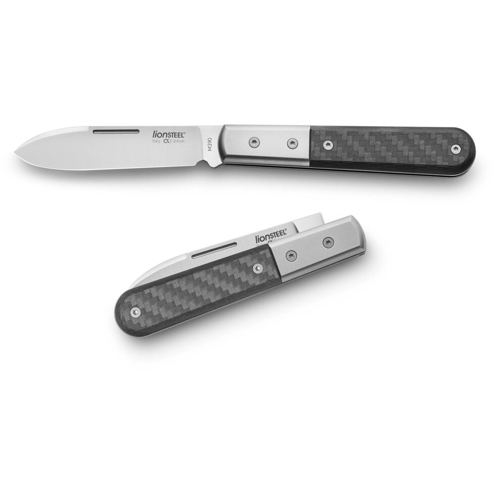 Складной нож LionSteel Barlow Roundhead, сталь M390, рукоять Carbon fibre от компании Admi - фото 1