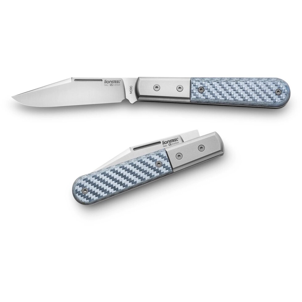 Складной нож LionSteel Barlow Shuffler, сталь M390, рукоять White carbon fibre от компании Admi - фото 1