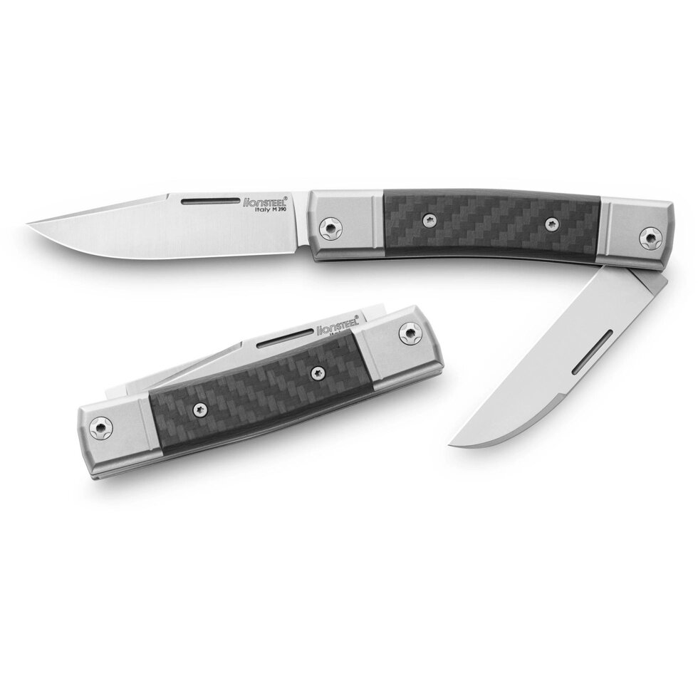 Складной нож LionSteel BestMan Two blades, сталь M390, рукоять Carbon fibre от компании Admi - фото 1