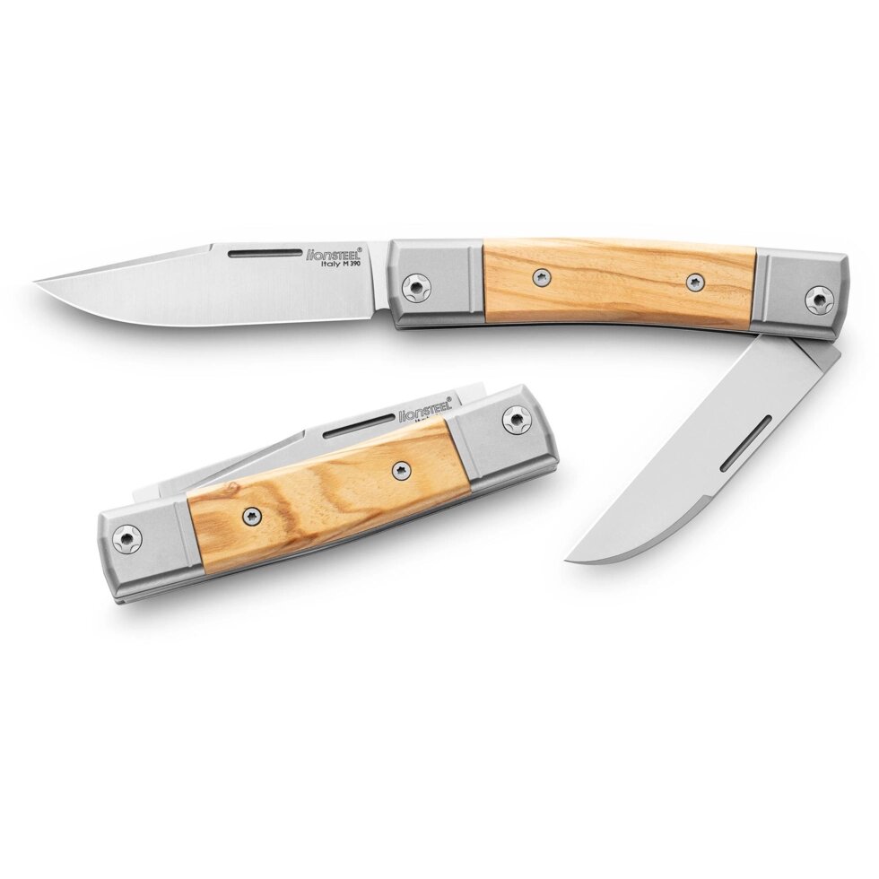 Складной нож LionSteel BestMan Two blades, сталь M390, рукоять Olive от компании Admi - фото 1
